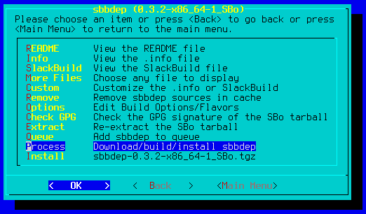 Sbopkg process package screen